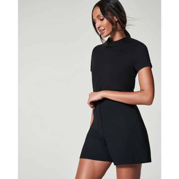 NWT Spanx The Perfect A-Line Short Black Pull-On Ponte Stretch Smoothing Small - Picture 1 of 16